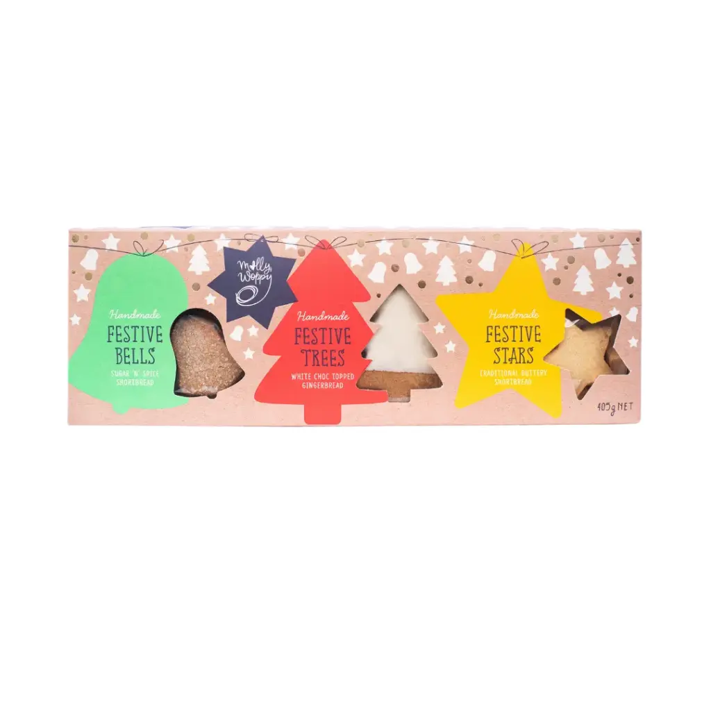 Festive Trio Box Christmas Gifting Cookies 405g