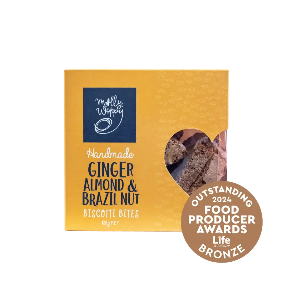 Ginger Almond & Brazil Nut Biscotti Bites 125g x 12 Carton