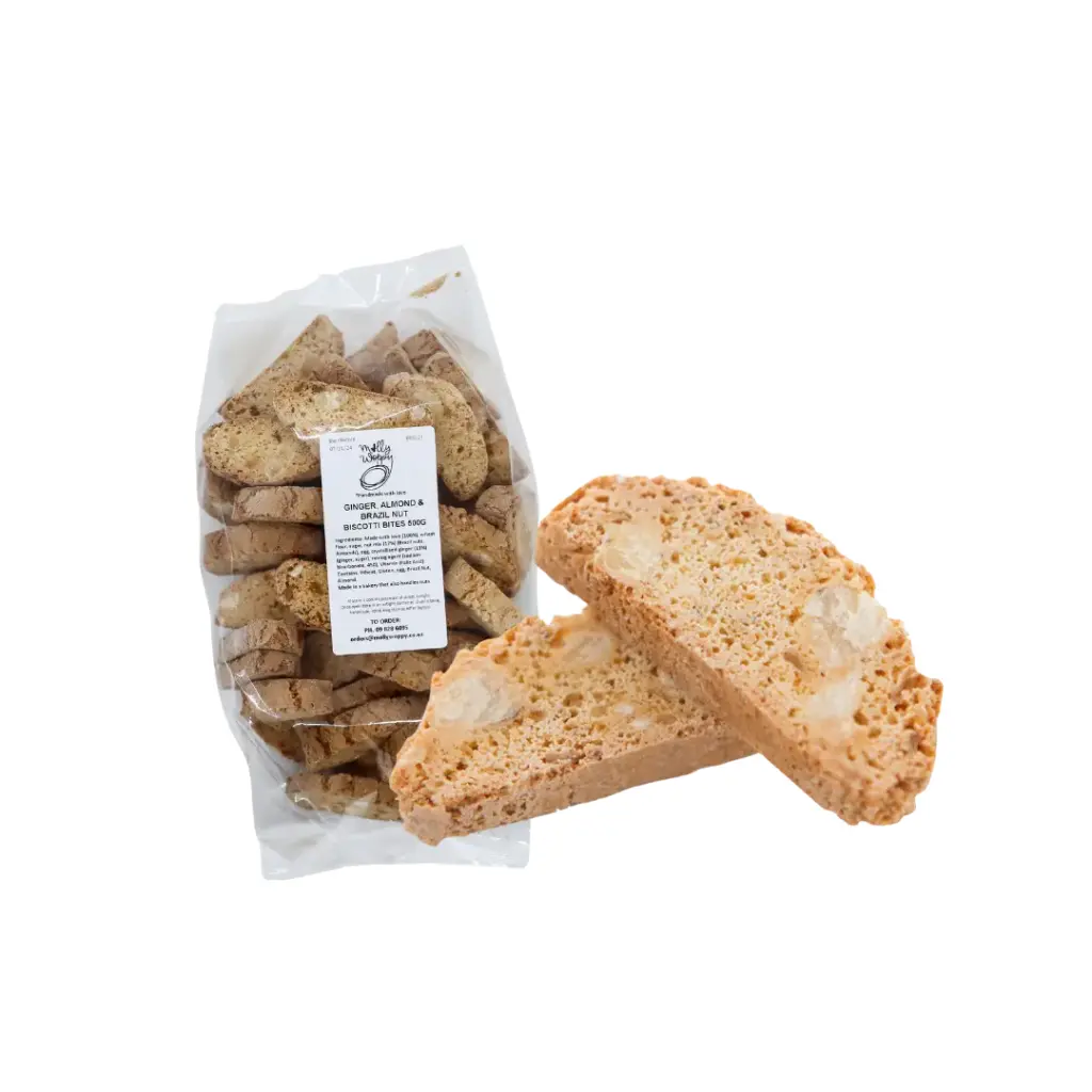 Ginger Almond & Brazil Nut Biscotti Bites 9g Bulk Small 500g Bag