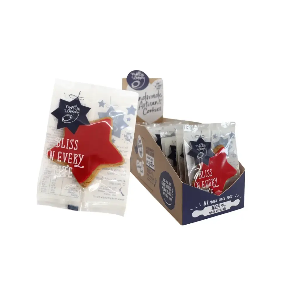 Gingerbread Festive Star Red Iced Cookie Christmas Grab'N'Go 24g 24/Slv