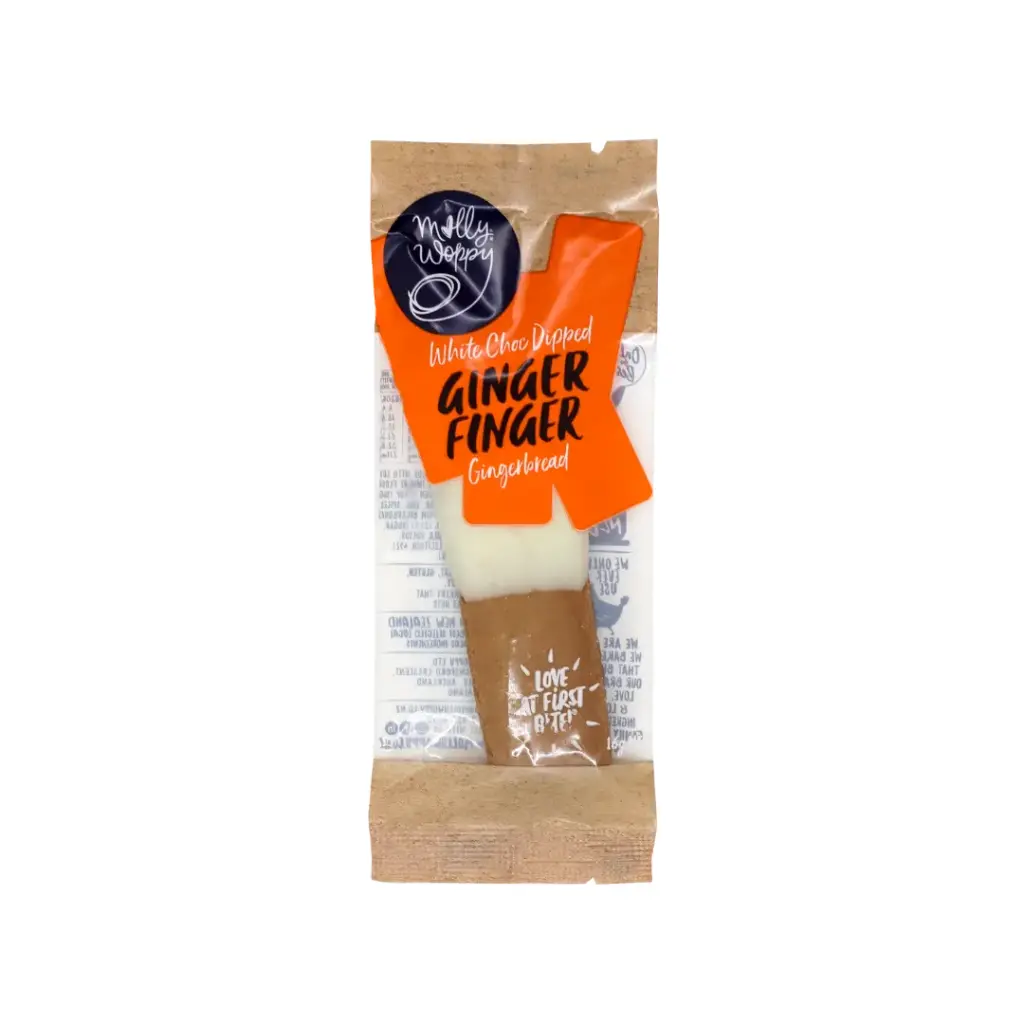 Gingerbread White Choc Dipped Ginger Finger Artisan Cookies Grab'N'Go Small 16g x 250 Carton