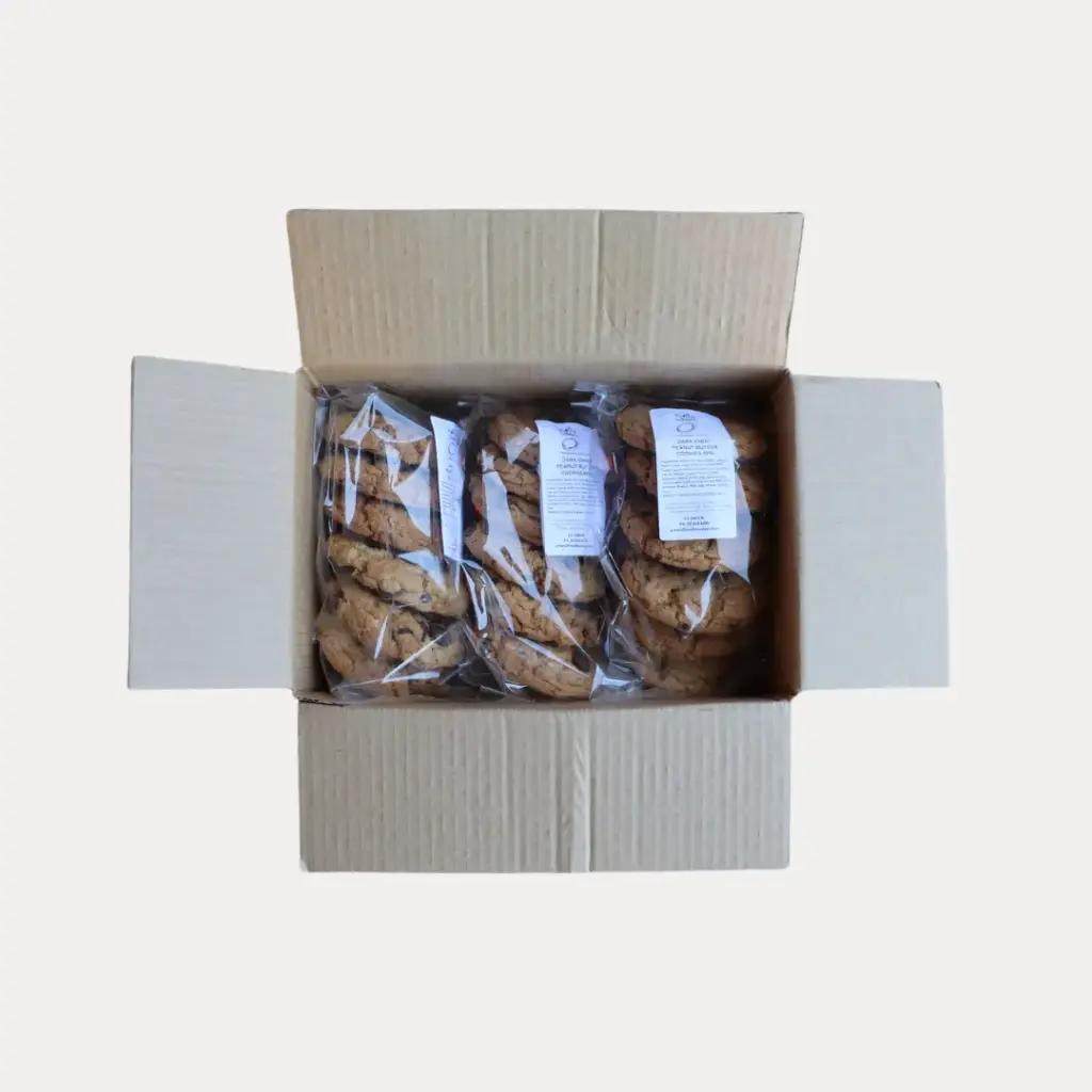 Peanut Butter Dark Choc Cookies 68g Cafe Bulk 6Pk x 3 Carton