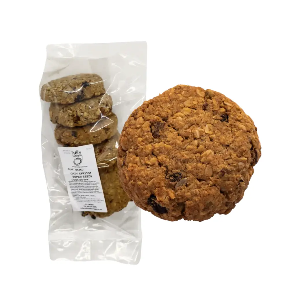 Plant Based Vegan Oaty Apricot Super Seedy Cookie 72g Bulk Cafe 6Pk