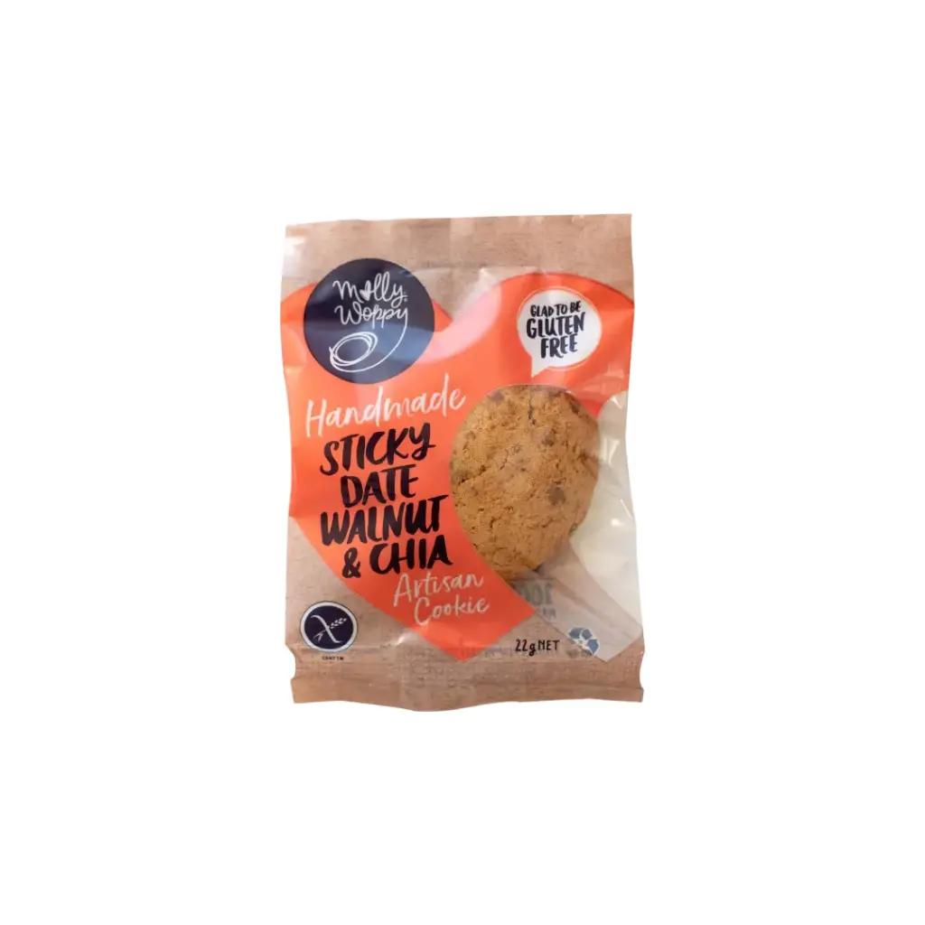 Sticky Date Walnut & Chia Gluten Free Cookie Small Grab'N'Go 22g x 45 Carton