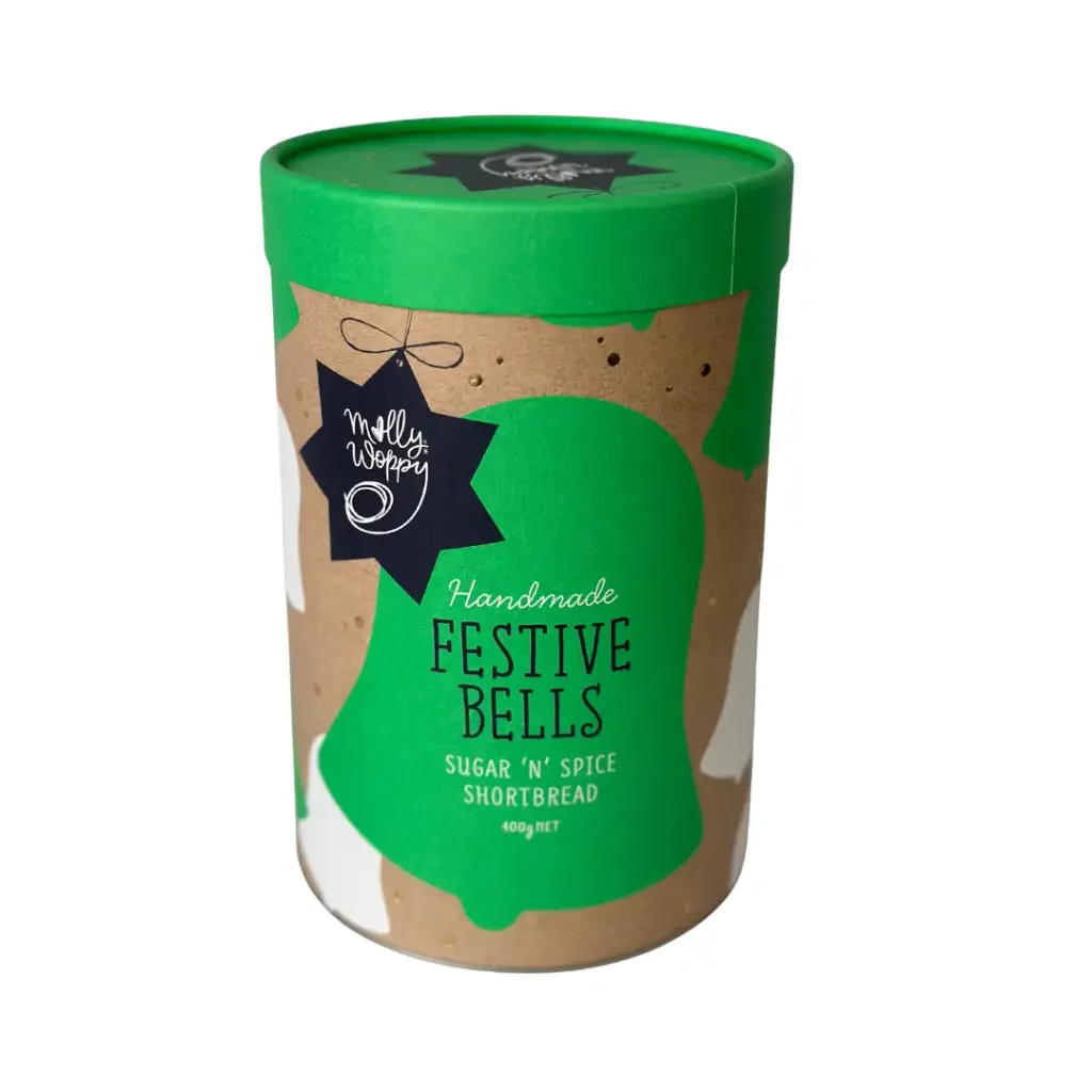 Shortbread Festive Bells Cylinder Christmas Gift Cookies 400g 