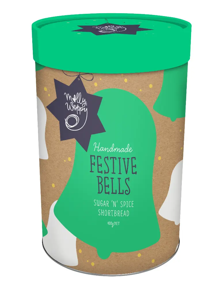 Shortbread Festive Bells Cylinder Christmas Gift Cookies 400g 