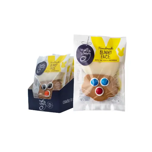 [ERF23] Bunny Face White Choc Topped Gingerbread Easter Cookie 44g 16/Slv
