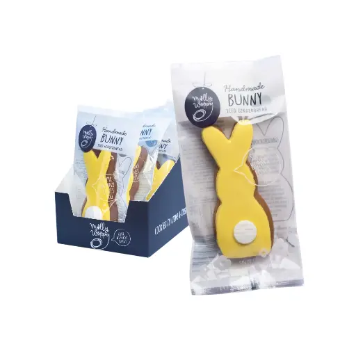 [ERY33] Gingerbread Bunny Iced Yellow Easter Cookies 28g 24/Slv