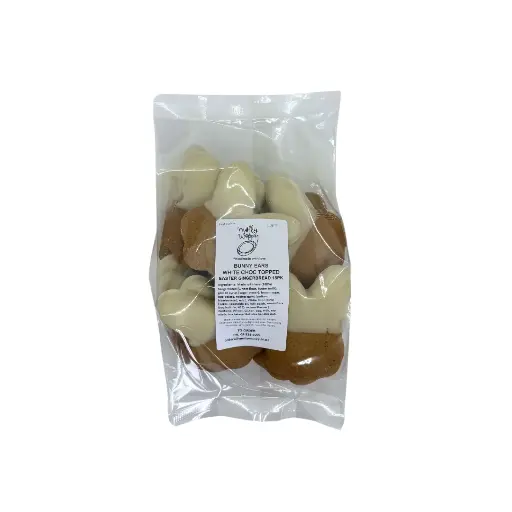 [EBE11] Gingerbread Bunny Ears White Choc Topped Easter Cookies Bulk 375g Bag