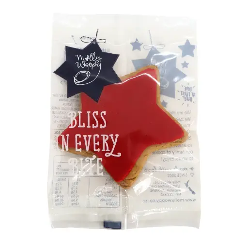 [XRR41] Gingerbread Festive Star Red Iced Cookie Christmas Grab'N'Go 24g 