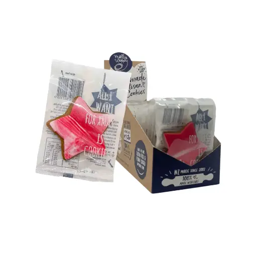 [XRR43] Gingerbread Festive Star Red Iced Cookie Christmas Grab'N'Go 24g 24/Slv