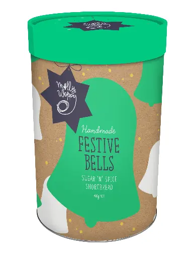 [XRL91] Shortbread Festive Bells Cylinder Christmas Gift Cookies 400g 